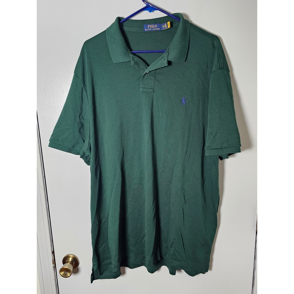 Polo Ralph Lauren Mens XXL Hunter Green Short Sleeve Polo Shirt Purple Pony